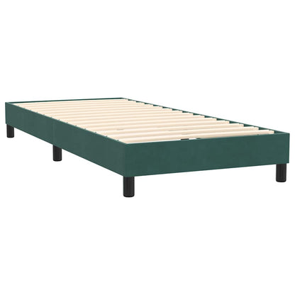 vidaXL Boxspringbett mit Matratze & LED Dunkelgrün 90x220 cm Samt