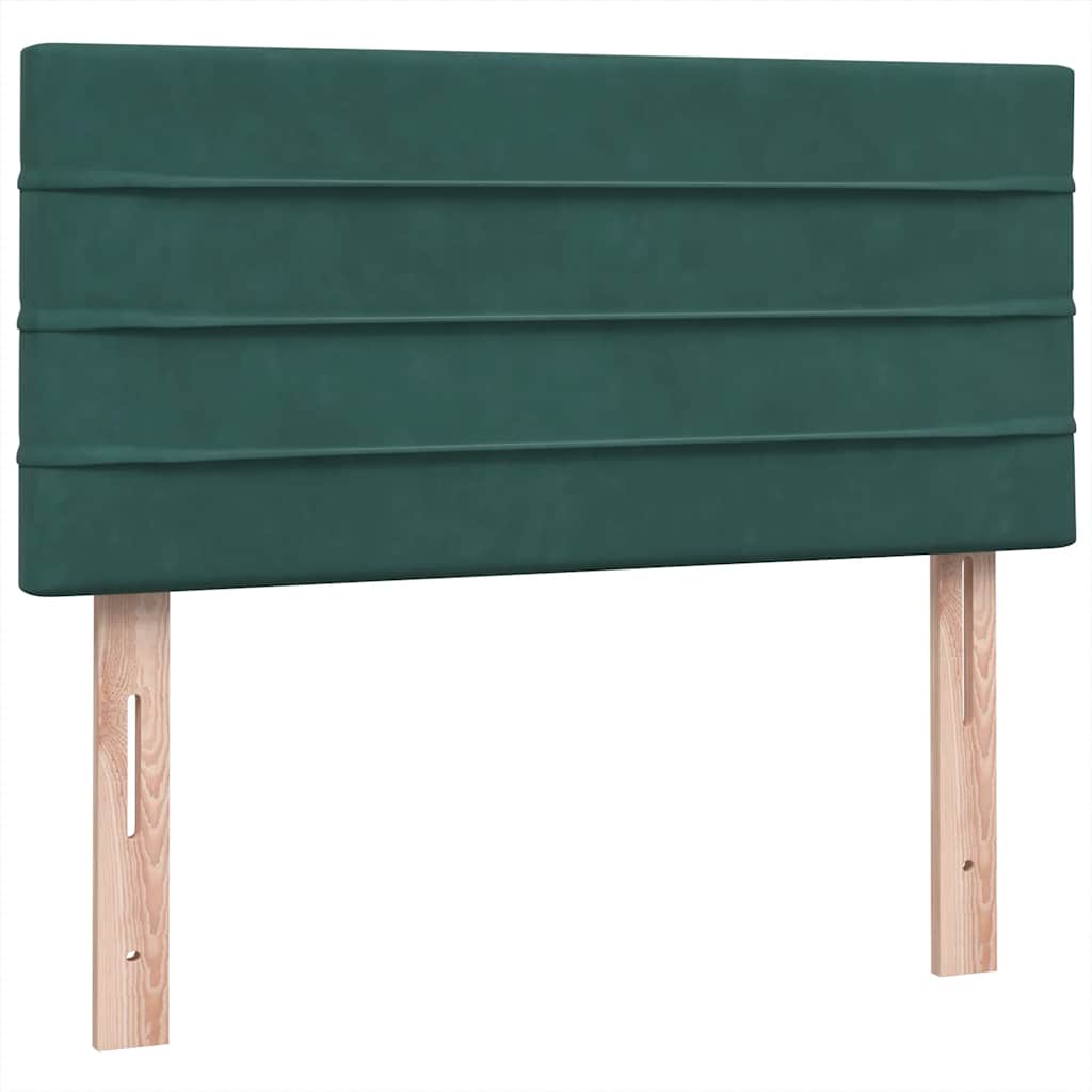 vidaXL Boxspringbett mit Matratze & LED Dunkelgrün 90x220 cm Samt