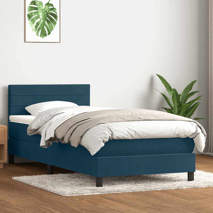vidaXL Boxspringbett mit Matratze & LED Dunkelblau 90x220 cm Samt