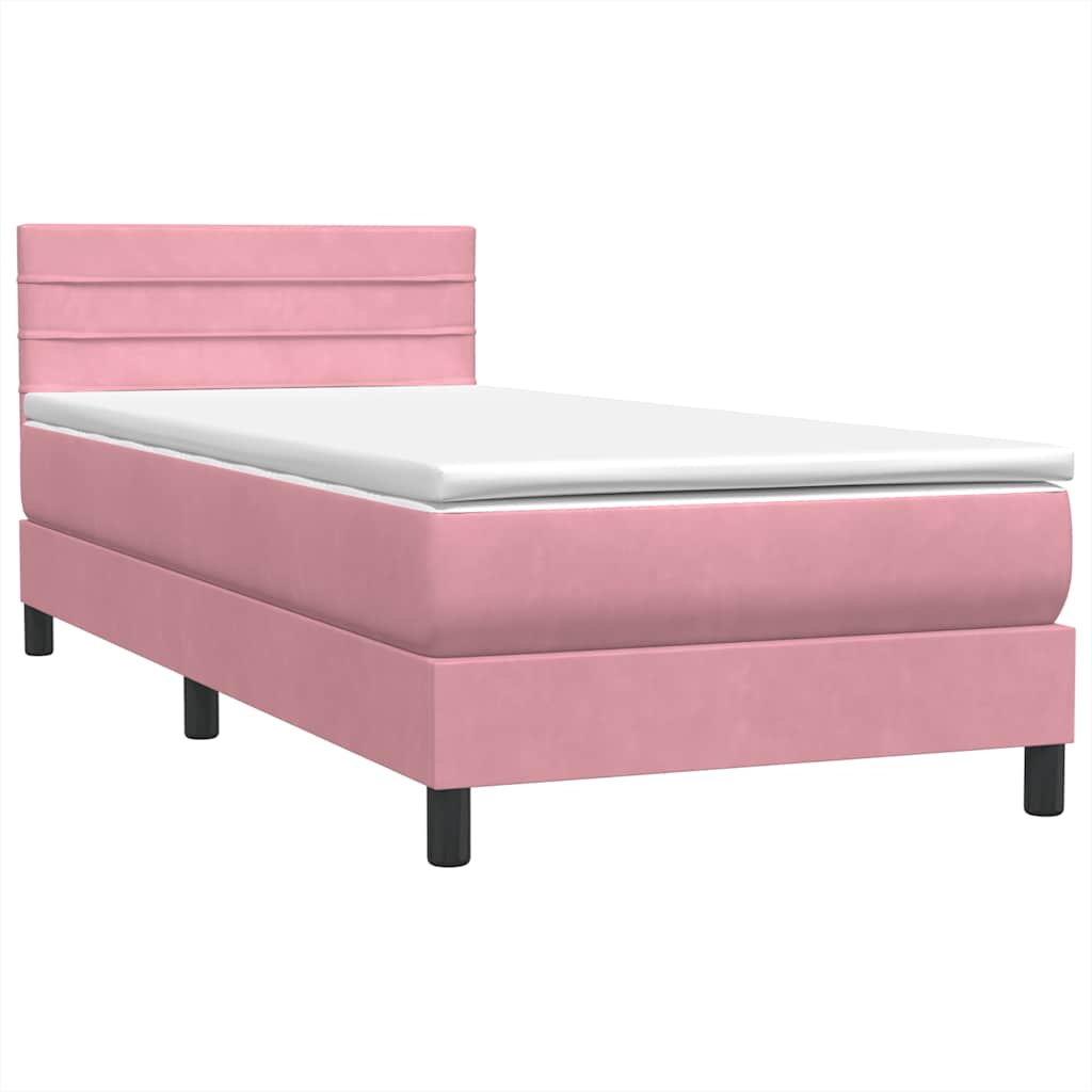 Boxspringbett mit Matratze & LED Rosa 100x220 cm Samt