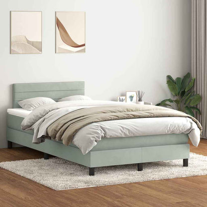 vidaXL Boxspringbett mit Matratze & LED Hellgrau 120x220 cm Samt