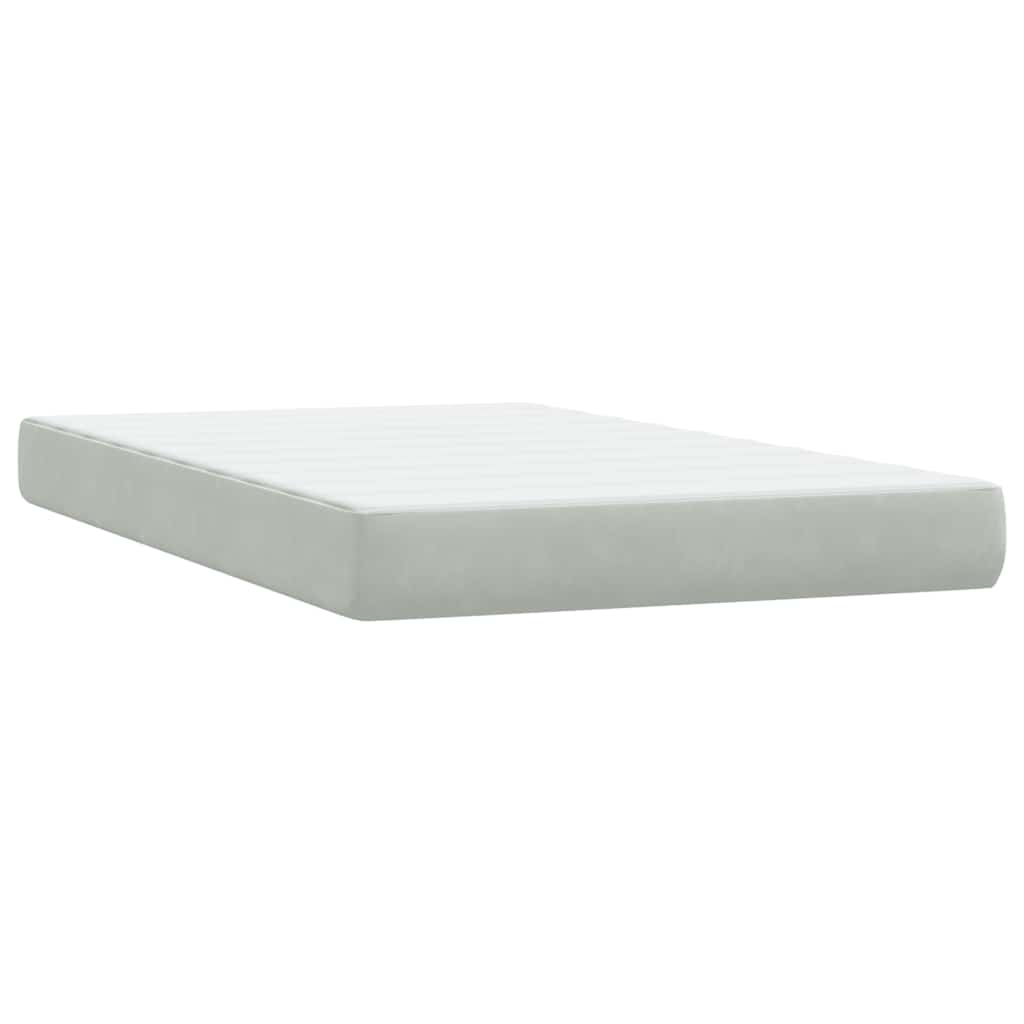 vidaXL Boxspringbett mit Matratze & LED Hellgrau 120x220 cm Samt
