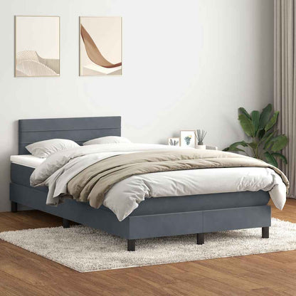 vidaXL Boxspringbett mit Matratze & LED Dunkelgrau 120x220 cm Samt