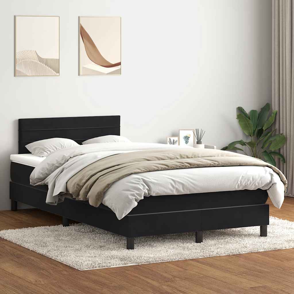 vidaXL Boxspringbett mit Matratze & LED Schwarz 120x220 cm Samt