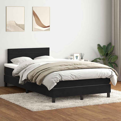 vidaXL Boxspringbett mit Matratze & LED Schwarz 120x220 cm Samt