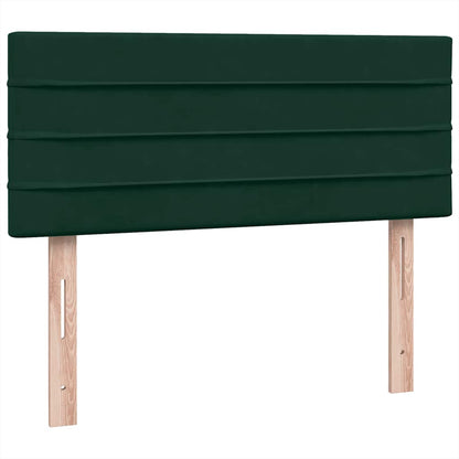 vidaXL Boxspringbett mit Matratze & LED Dunkelgrün 120x220 cm Samt