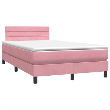 vidaXL Boxspringbett mit Matratze & LED Rosa 120x220 cm Samt