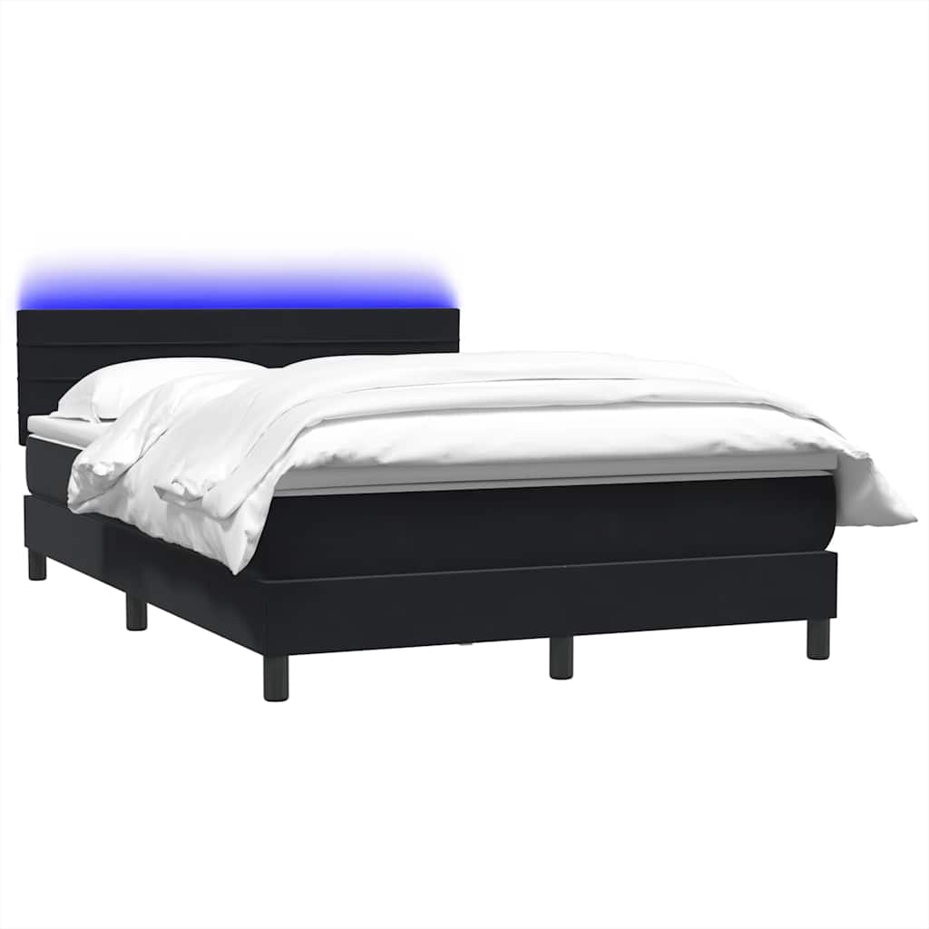 vidaXL Boxspringbett mit Matratze & LED Schwarz 140x220 cm Samt