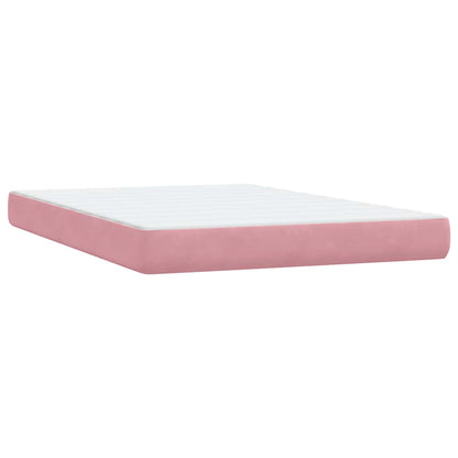 Boxspringbett mit Matratze & LED Rosa 140x220 cm Samt
