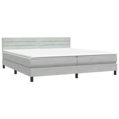 vidaXL Boxspringbett mit Matratze & LED Hellgrau 180x220 cm Samt