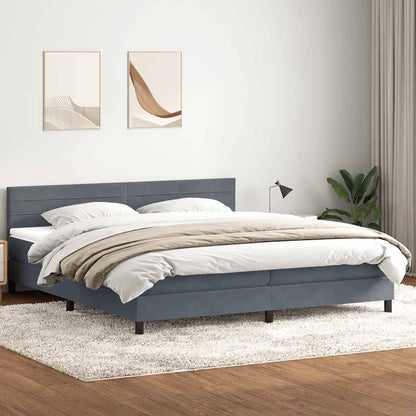vidaXL Lit boxspring avec matelas et LED gris foncé 180x220 cm Velours