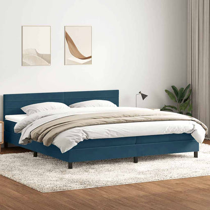 vidaXL Boxspringbett mit Matratze & LED Dunkelblau 180x220 cm Samt