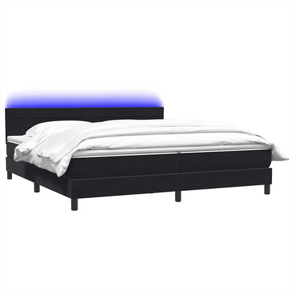 vidaXL Boxspringbett mit Matratze & LED Schwarz 200x220 cm Samt