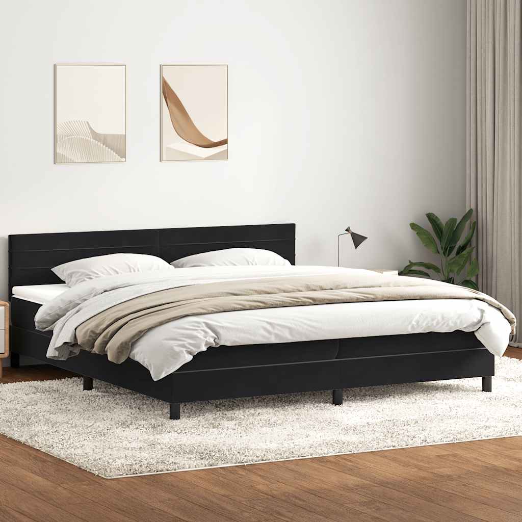 vidaXL Boxspringbett mit Matratze & LED Schwarz 200x220 cm Samt
