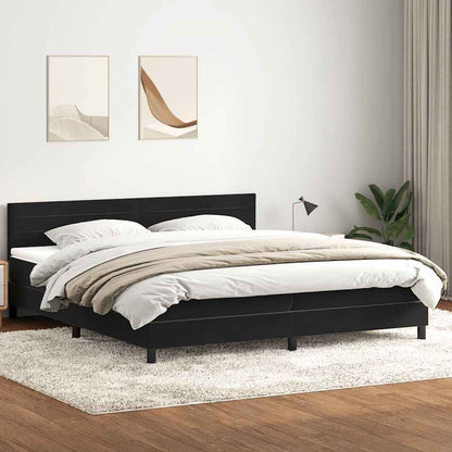 vidaXL Boxspringbett mit Matratze & LED Schwarz 200x220 cm Samt