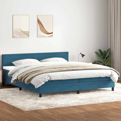vidaXL Boxspringbett mit Matratze & LED Dunkelblau 200x220 cm Samt