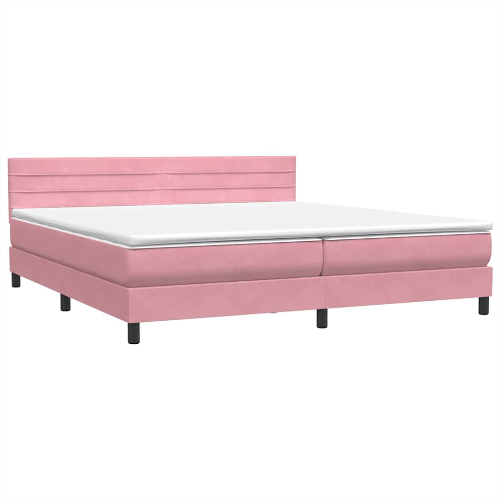 vidaXL Boxspringbett mit Matratze & LED Rosa 200x220 cm Samt