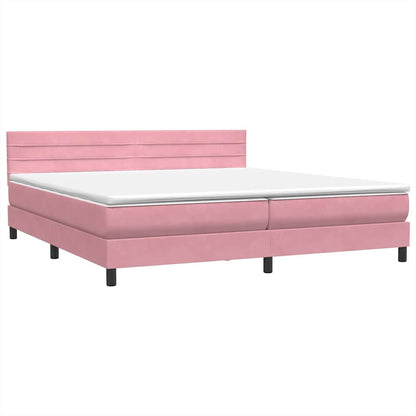 vidaXL Boxspringbett mit Matratze & LED Rosa 200x220 cm Samt