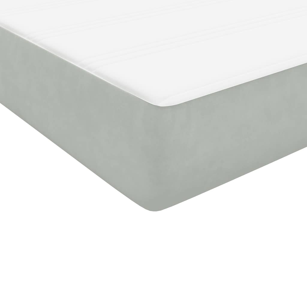vidaXL Boxspringbett mit Matratze & LED Hellgrau 80x210 cm Samt