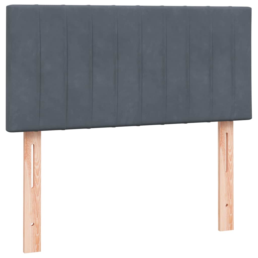 vidaXL Boxspringbett mit Matratze & LED Dunkelgrau 80x210 cm Samt