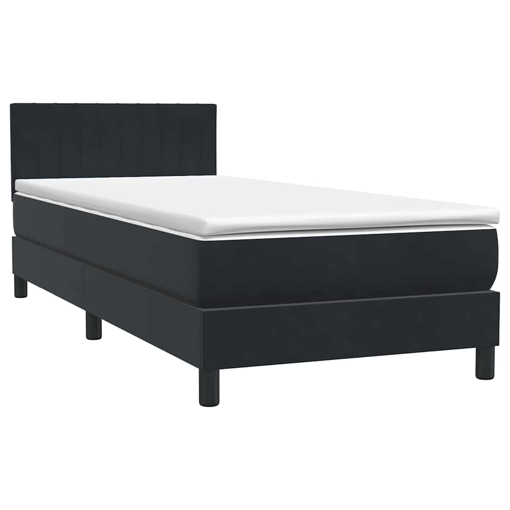 vidaXL Lit boxspring avec matelas et LED Noir 80x210 cm Velours