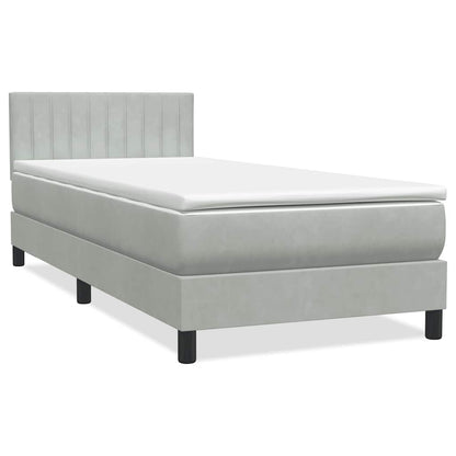vidaXL Boxspringbett mit Matratze & LED Hellgrau 90x210 cm Samt