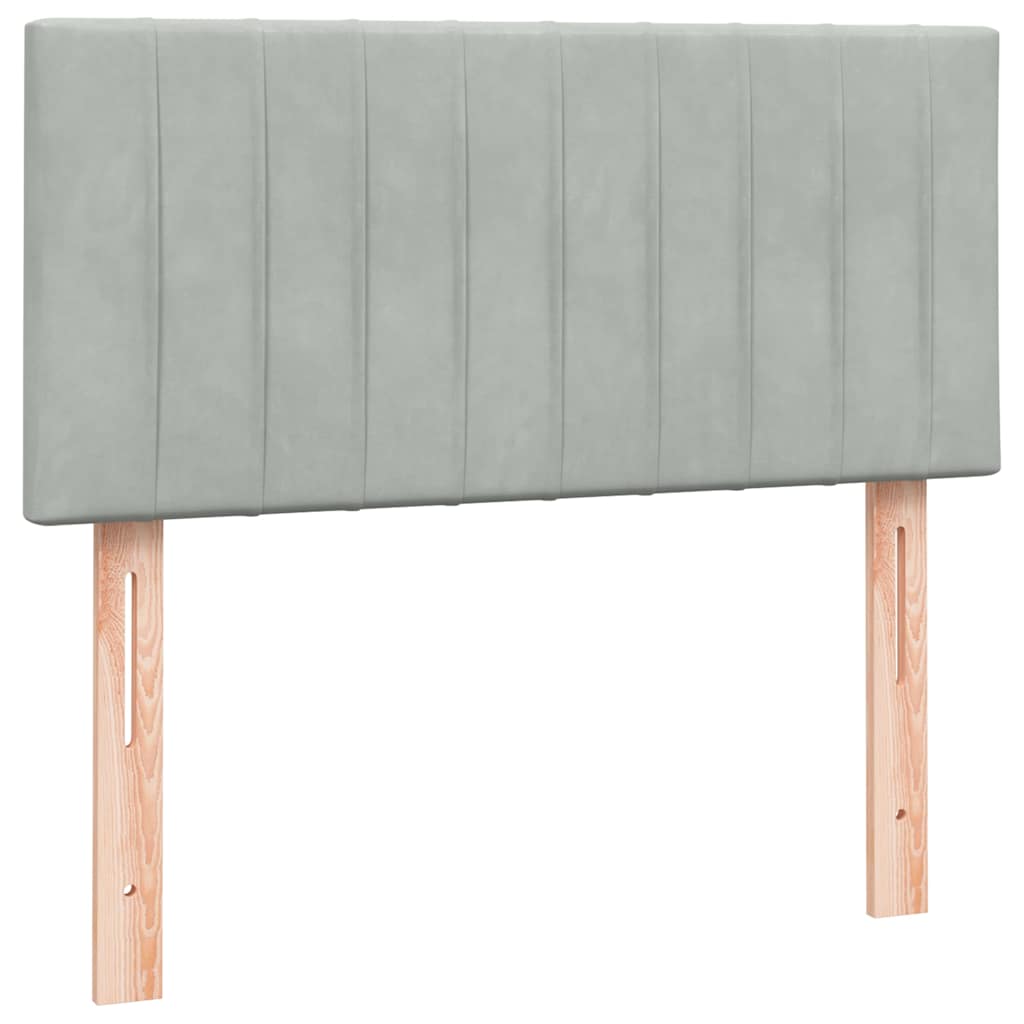 vidaXL Boxspringbett mit Matratze & LED Hellgrau 90x210 cm Samt