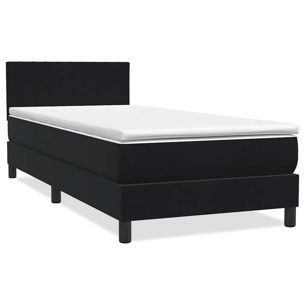 Boxspringbett mit Matratze & LED Schwarz 90x210 cm Samt