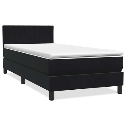 Boxspringbett mit Matratze & LED Schwarz 90x210 cm Samt