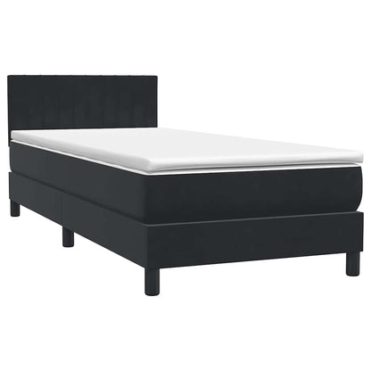 Boxspringbett mit Matratze & LED Schwarz 90x210 cm Samt