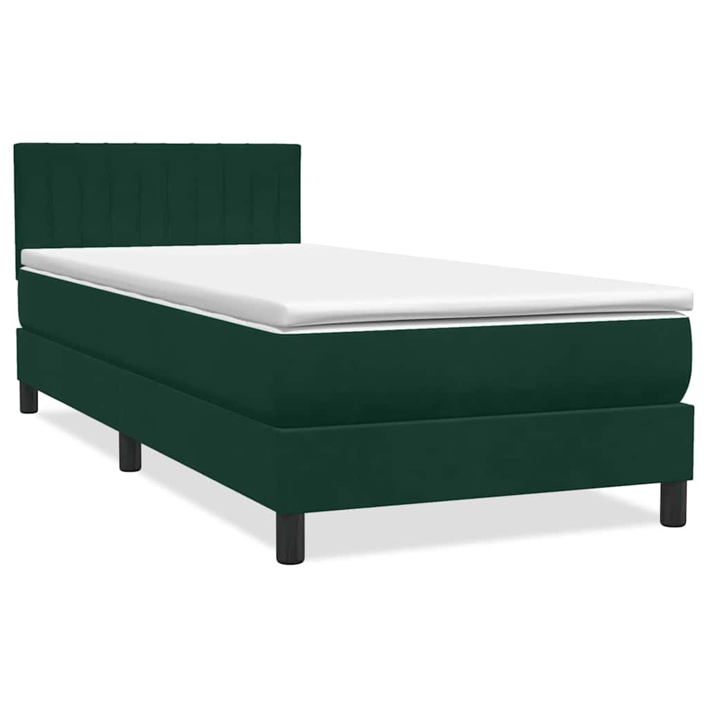 vidaXL Lit tapissier avec matelas et LED Vert foncé 90x210 cm Velours