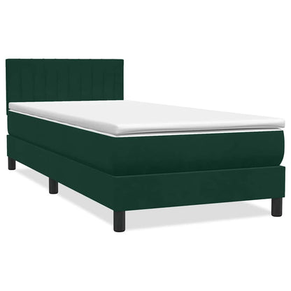 vidaXL Lit tapissier avec matelas et LED Vert foncé 90x210 cm Velours