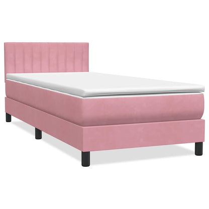 vidaXL Boxspringbett mit Matratze & LED Rosa 90x210 cm Samt