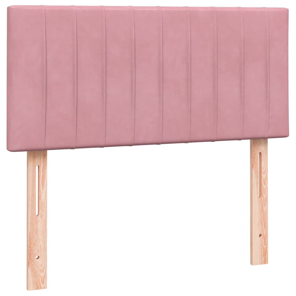 vidaXL Boxspringbett mit Matratze & LED Rosa 90x210 cm Samt