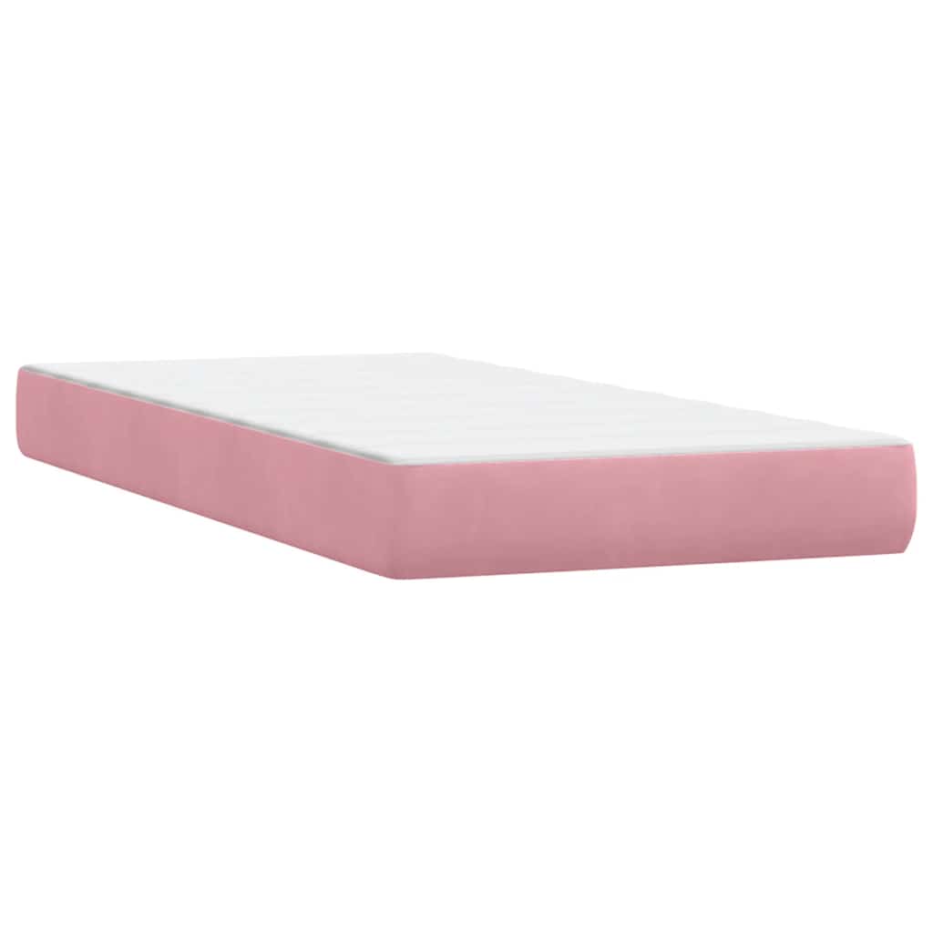 vidaXL Boxspringbett mit Matratze & LED Rosa 90x210 cm Samt