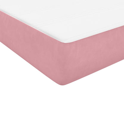 vidaXL Boxspringbett mit Matratze & LED Rosa 90x210 cm Samt