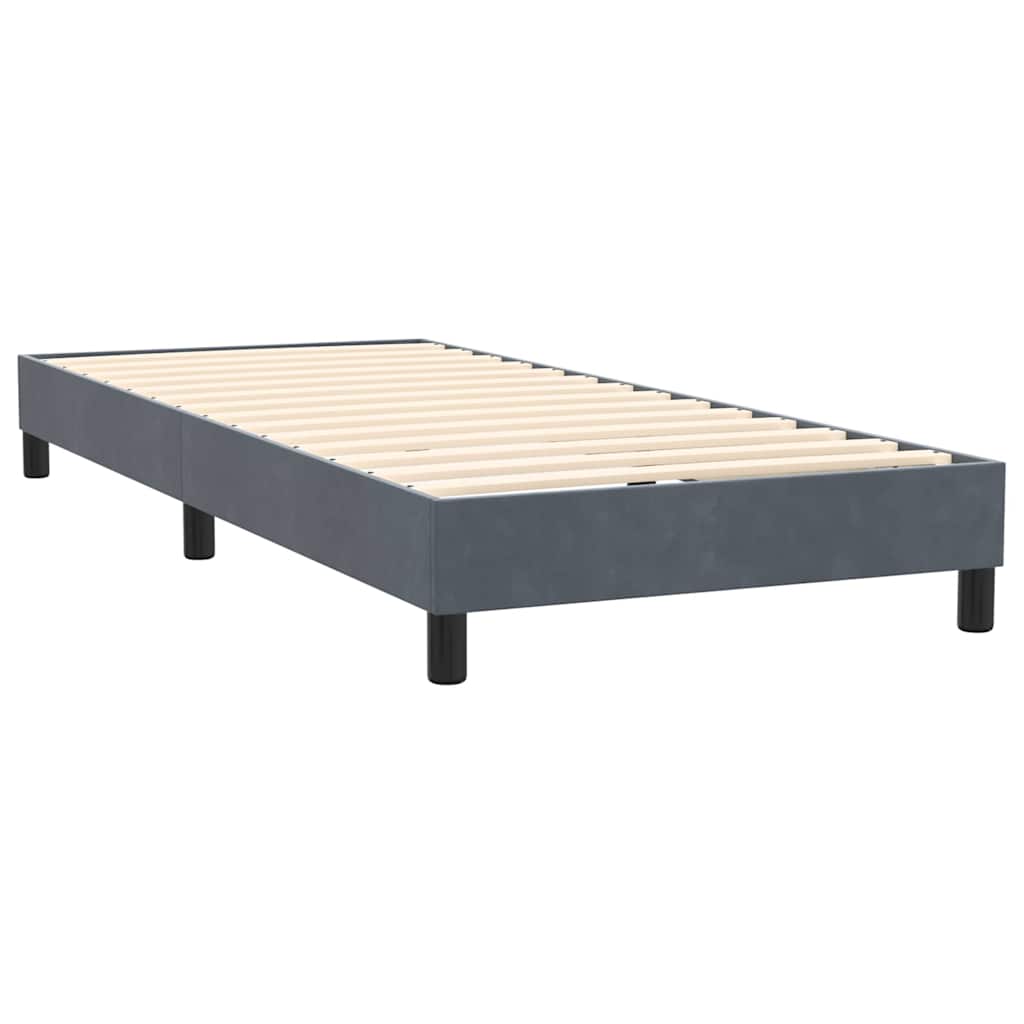 vidaXL Boxspringbett mit Matratze & LED Dunkelgrau 100x210 cm Samt