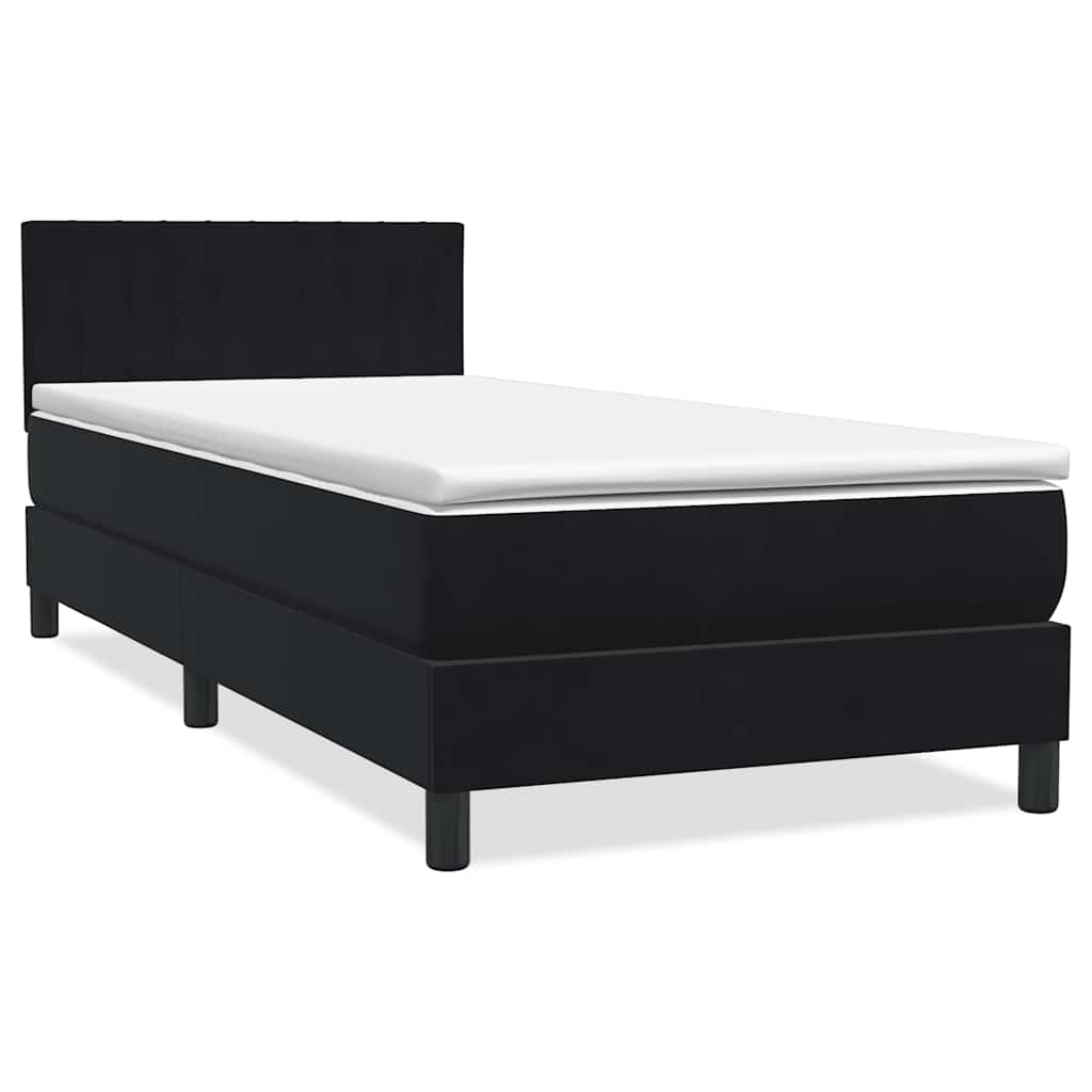 vidaXL Boxspringbett mit Matratze & LED Schwarz 100x210 cm Samt