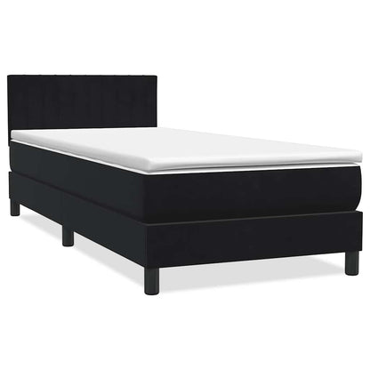 vidaXL Boxspringbett mit Matratze & LED Schwarz 100x210 cm Samt