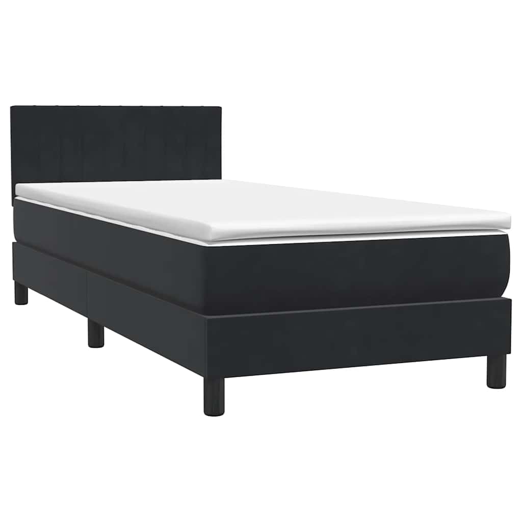 vidaXL Boxspringbett mit Matratze & LED Schwarz 100x210 cm Samt