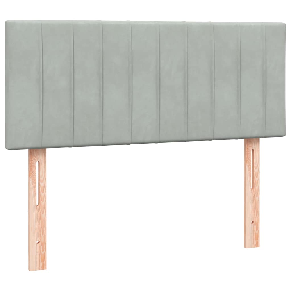vidaXL Boxspringbett mit Matratze & LED Hellgrau 120x210 cm Samt