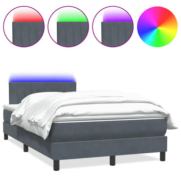 vidaXL Lit tapissier avec matelas et LED Gris foncé 120x210 cm Velours