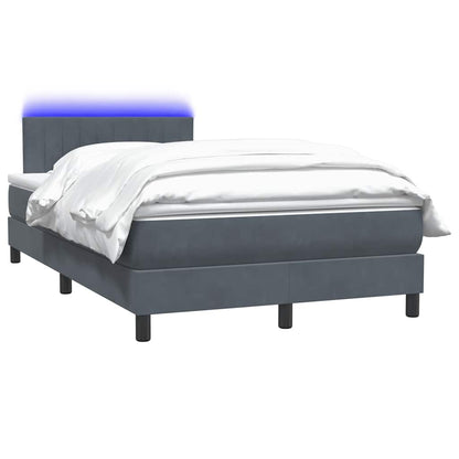 vidaXL Boxspringbett mit Matratze & LED Dunkelgrau 120x210 cm Samt