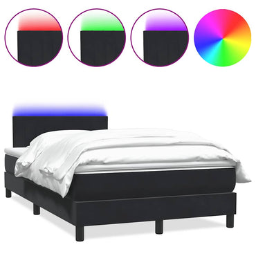 vidaXL Boxspringbett mit Matratze & LED Schwarz 120x210 cm Samt