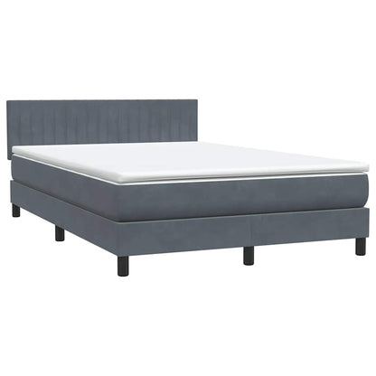 vidaXL Boxspringbett mit Matratze & LED Dunkelgrau 140x210 cm Samt