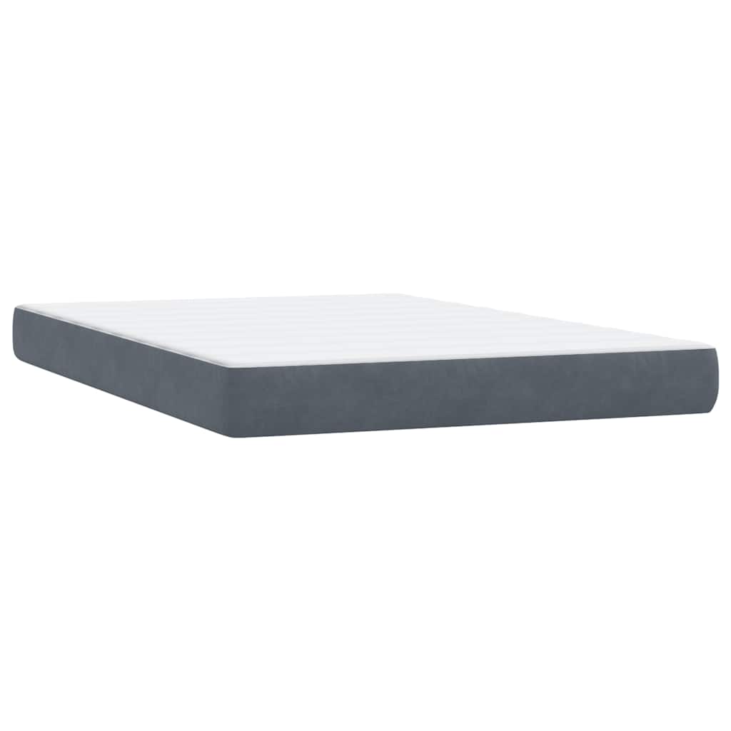 vidaXL Boxspringbett mit Matratze & LED Dunkelgrau 140x210 cm Samt
