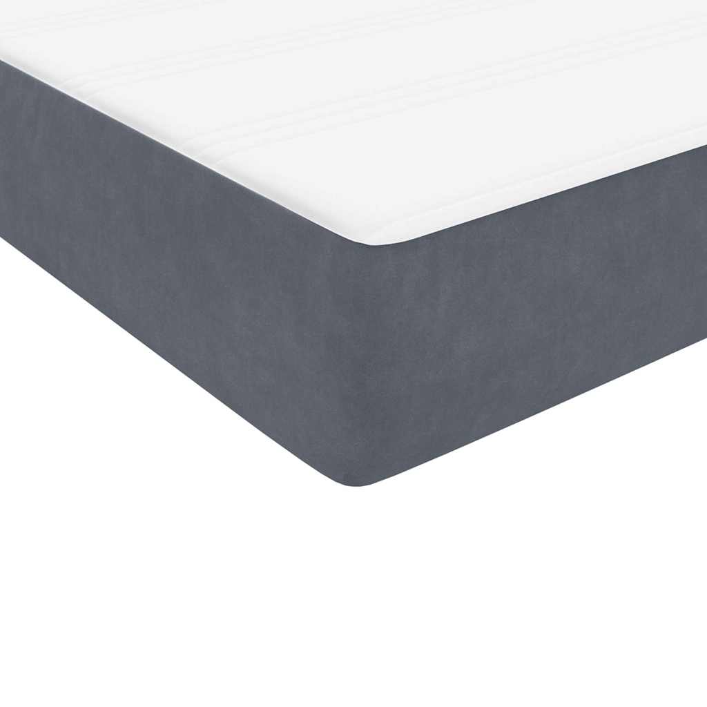 vidaXL Boxspringbett mit Matratze & LED Dunkelgrau 140x210 cm Samt