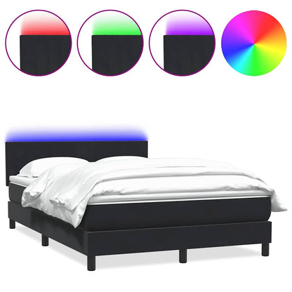 vidaXL Boxspringbett mit Matratze & LED Schwarz 140x210 cm Samt