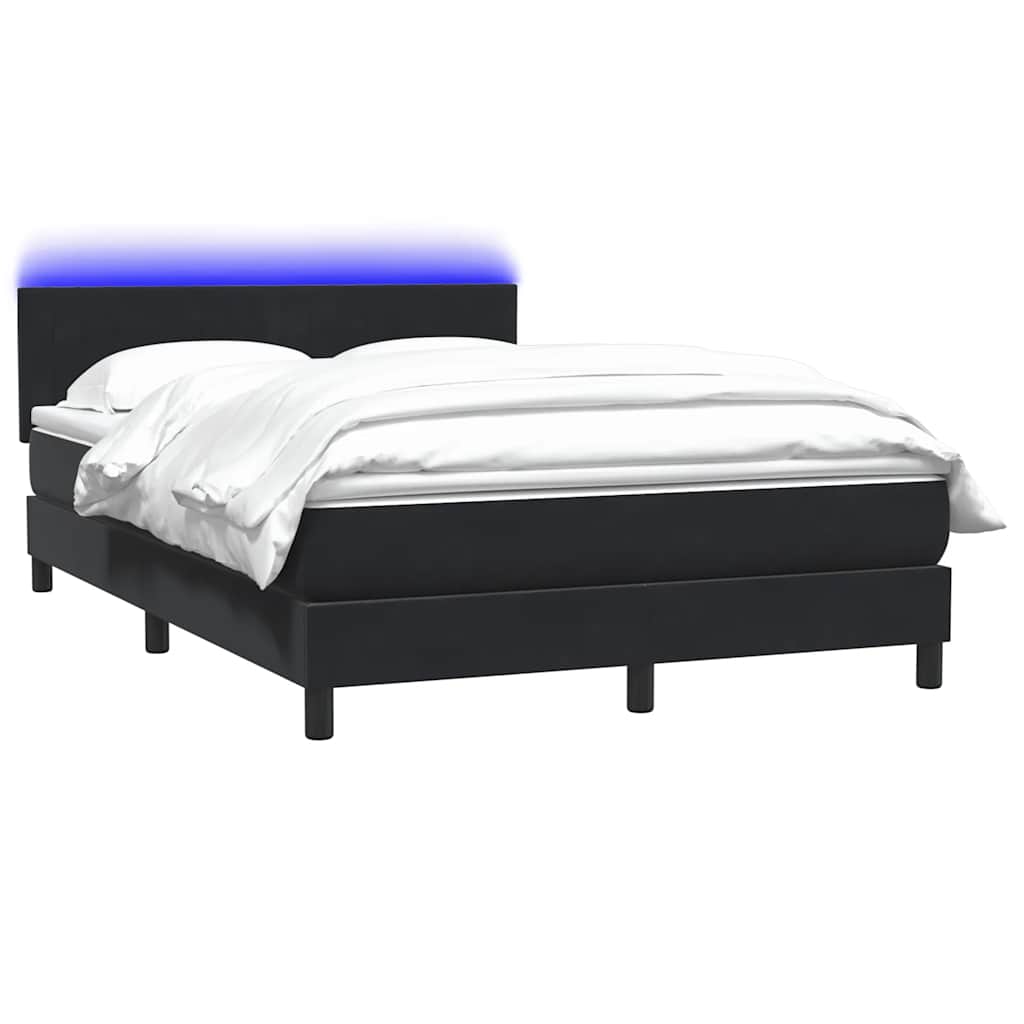 vidaXL Boxspringbett mit Matratze & LED Schwarz 140x210 cm Samt