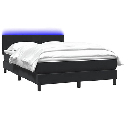 vidaXL Boxspringbett mit Matratze & LED Schwarz 140x210 cm Samt